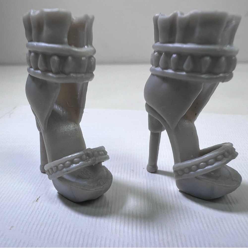 Barbie Doll Silver Grey Studded Stiletto Platform Heel Sandals Ankle Cuff Shoes